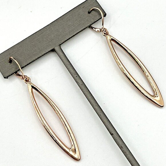 Joan Rivers Rose Gold Tone Elongated Hoop Dangle Earrings Pierced 2.5" - Picture 2 of 9